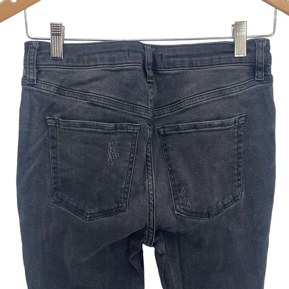 Free People Womens Great Heights Frayed Distressed Crop Skinny Jeans Black Sz 27 - Picture 5 of 11
